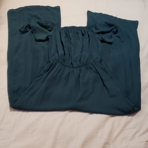 Teal color wide leg romper
